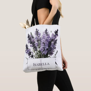Watercolor Lavender Bouquet Personalised Tote Bag