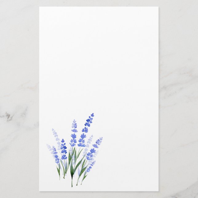 Watercolor Lavender Bouquet Stationery (Front)
