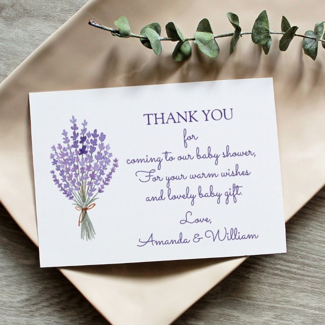 Watercolor Lavender Bouquet Thank You Baby Shower  (Creator Uploaded)