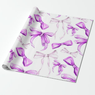 Watercolor Lavender Bow Wrapping Paper Roll