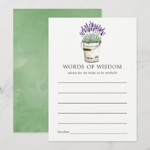 Watercolor Lavender Bridal Shower Advice Invitation