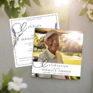 Watercolor Lavender Celebration of Life Photo Invitation