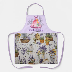 Watercolor Lavender Cleaning Service Apron Design