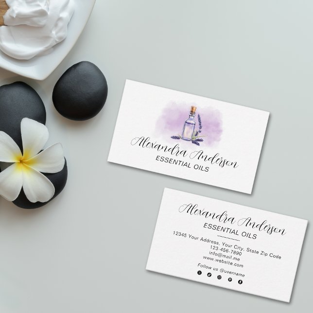 Watercolor Lavender Essential Oils Purple Business Card (Watercolor Lavender Essential Oils Purple Business Card)