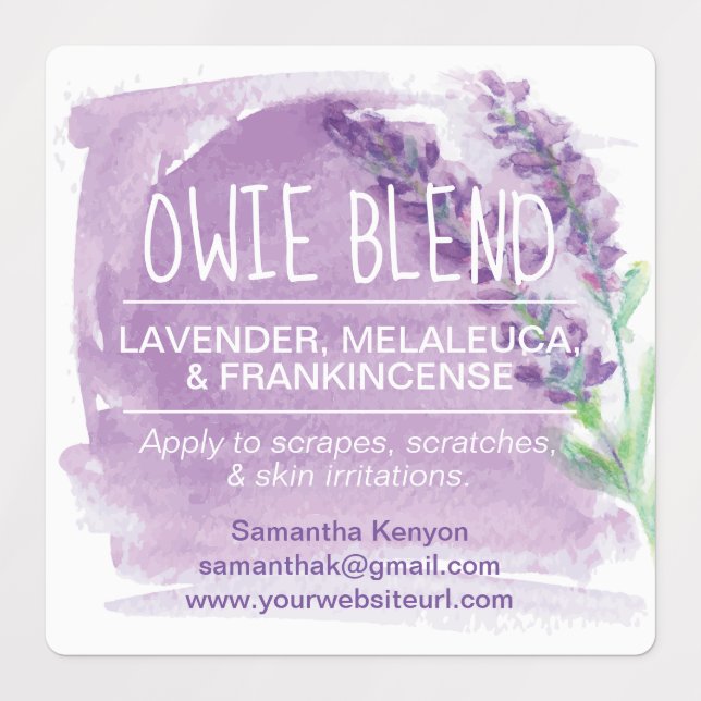 Watercolor Lavender Essential Oils Roller Bottle (Design 1)