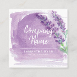 Watercolor Lavender Essential Oils Square Business Card