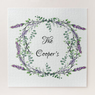 Watercolor lavender eucalyptus bohobotanical jigsaw puzzle