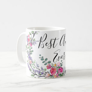 Watercolor lavender eucalyptus Pink Wild Rose Aunt Coffee Mug