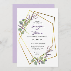 Watercolor Lavender, Eucalyptus wedding invitation