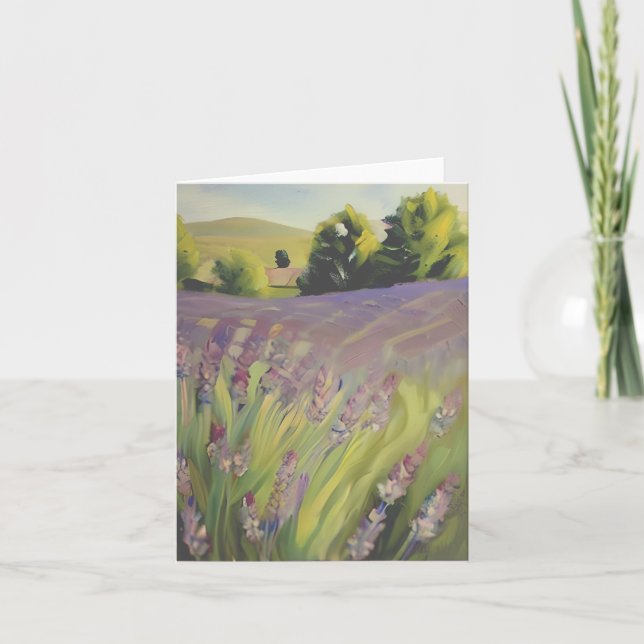 Watercolor lavender field customisable card (Front)