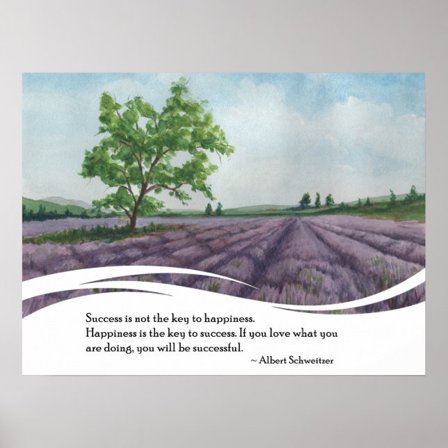Watercolor Lavender Field Quote Wall Art Print  (Front)