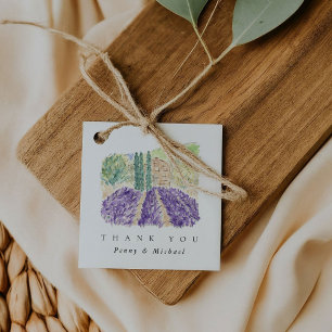 Watercolor Lavender Fields Thank You Favour Tags