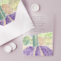 Watercolor Lavender Fields Wedding
