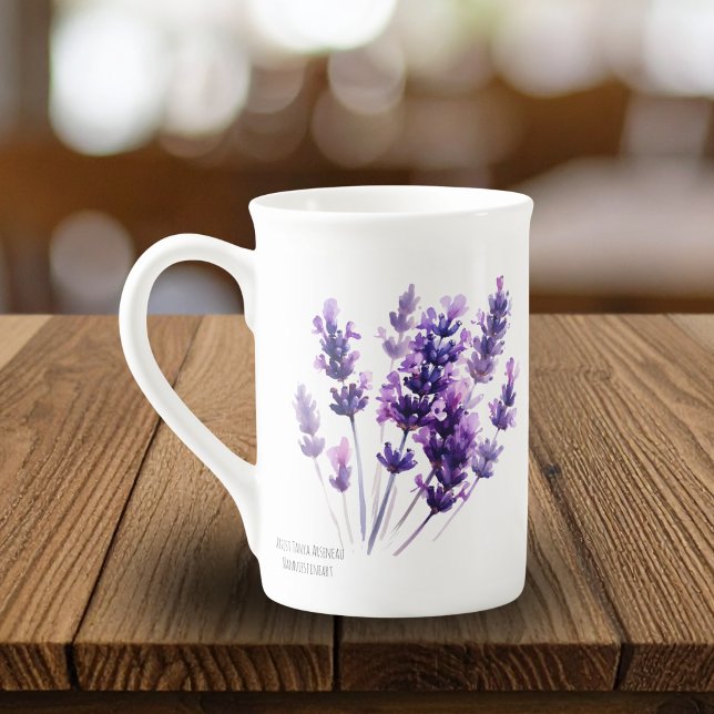  Watercolor Lavender Floral Design Bone China Mug (Creator Uploaded)