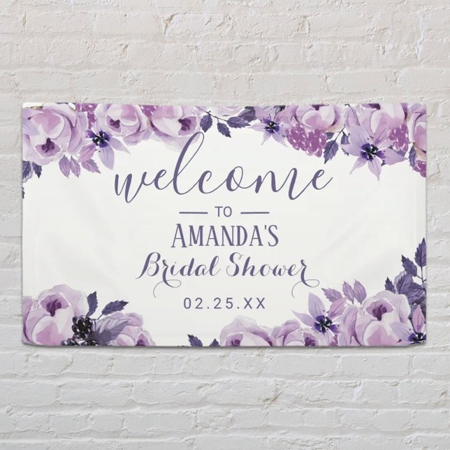 Watercolor Lavender Floral Elegant Bridal Shower Banner (Creator Uploaded)
