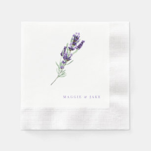 Watercolor Lavender Floral Personalised Wedding Napkin