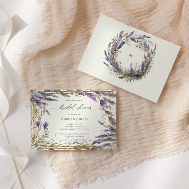 Watercolor Lavender Floral Regal Bridal Shower Invitation (Creator Uploaded)