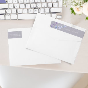 Watercolor Lavender Floral Return Address Wedding Wrap Around Label