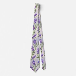 Watercolor Lavender Floral Seamless Pattern Tie