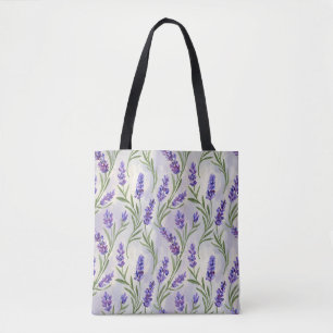 Watercolor Lavender Floral Seamless Pattern Tote Bag