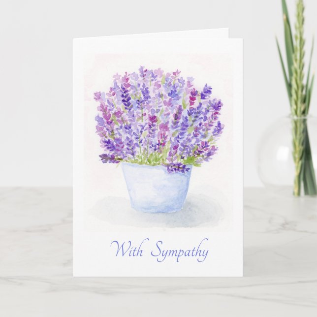 Watercolor Lavender Floral SYMPATHY Card (Front)