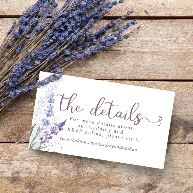 Watercolor Lavender Floral Wedding Website Enclosure Card (Creator Uploaded)