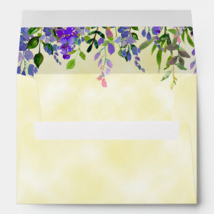 Watercolor Lavender Floral Yellow Wedding Envelope