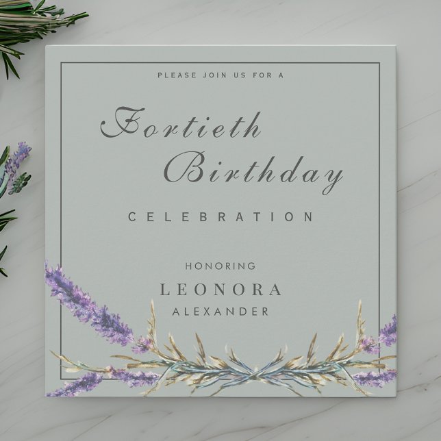 Watercolor Lavender Flower ANY Milestone Birthday Invitation (Creator Uploaded)
