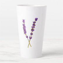Watercolor lavender flower latte cup