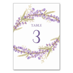 Watercolor Lavender Flower Table Numbers