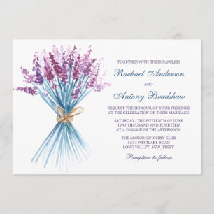 Watercolor Lavender Flower Wedding Invitation
