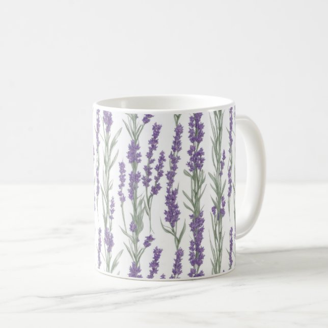 Watercolor Lavender Flowers Coffee Mug (Front Right)