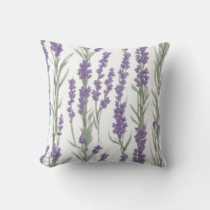 Watercolor Lavender Flowers Cushion