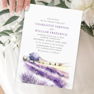 Watercolor Lavender Flowers Field Wedding Invitation