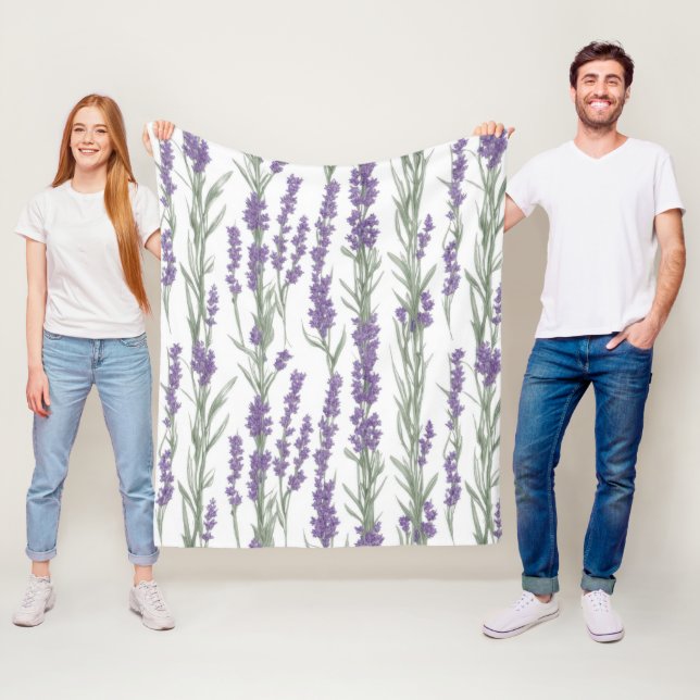 Watercolor Lavender Flowers Fleece Blanket (In Situ)