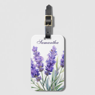 Watercolor Lavender Flowers Luggage Tag