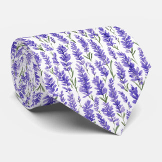 Watercolor Lavender Flowers Pattern Tie