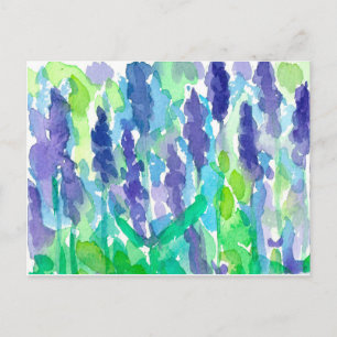 Watercolor Lavender Flowers Postcard