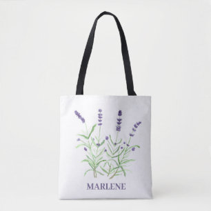 Watercolor Lavender Flowers Purple Floral Tote Bag