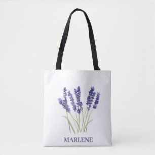Watercolor Lavender Flowers Purple Floral Tote Bag