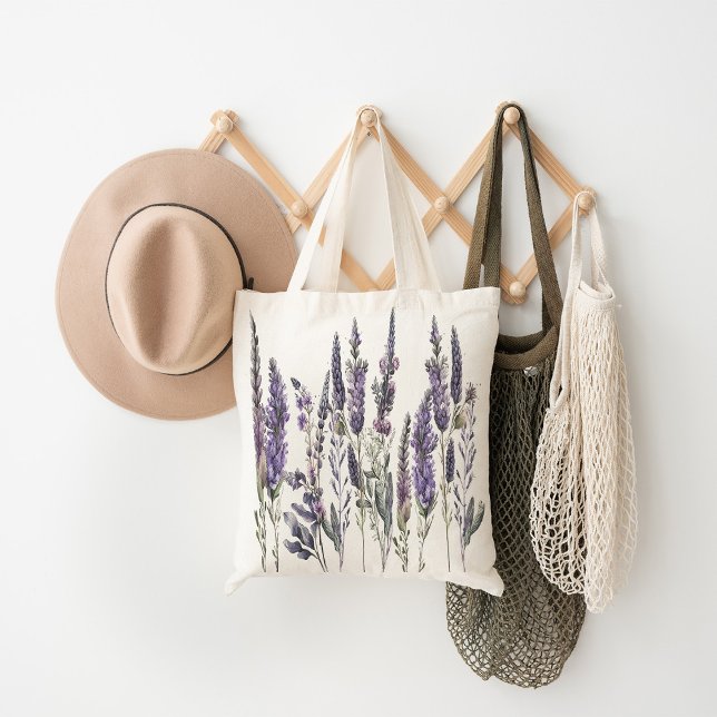 Watercolor Lavender Flowers Tote Bag (Creator Uploaded)