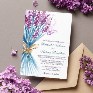 Watercolor Lavender Flowers Wedding Invitation