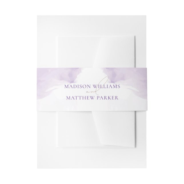 Watercolor Lavender Garden Wedding Invitation Belly Band (Front Example)