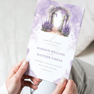 Watercolor Lavender Garden Wedding  Programme