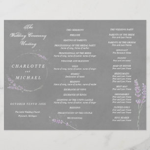 Watercolor lavender grey wedding program