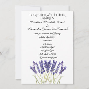 Watercolor Lavender Herbs Floral Wedding Invitation