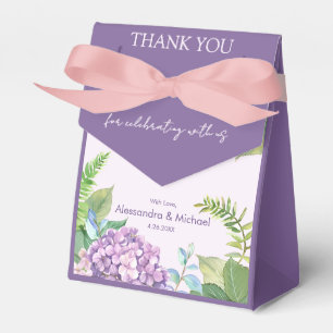 Watercolor Lavender Hydrangea Flowers Wedding Favour Box