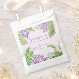 Watercolor Lavender Hydrangea Wedding Thank You Favour Bags