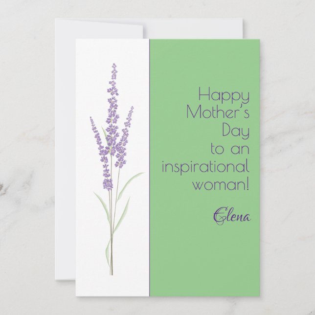 Watercolor lavender light green mother day holiday card (Front)