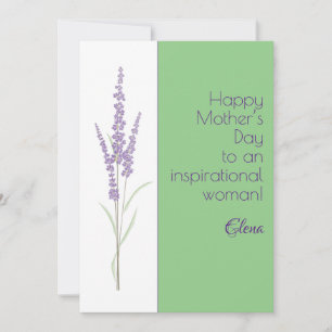 Watercolor lavender light green mother day holiday card